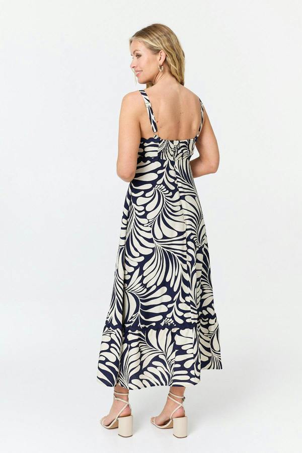 Navy | Printed A-Line Cami Strap Maxi Dress