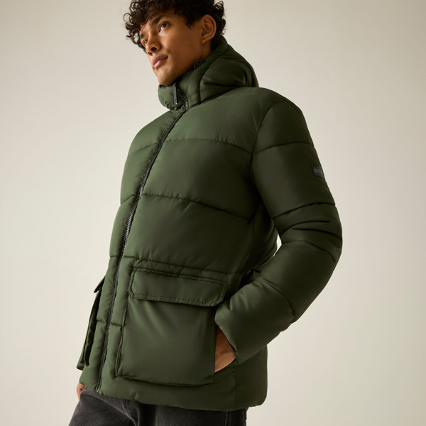 Regatta Mens Marek Short Padded Jacket - Dark Khaki/Black