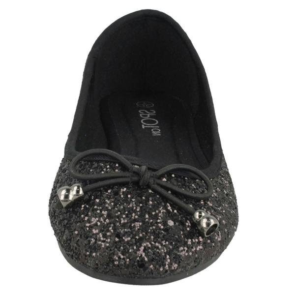 Spot On Ladies Spot On Glitter Ballerinas