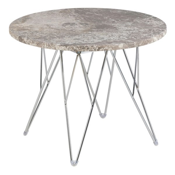 Furniture To Go Prunus Round Side Table with Grey-Brown Marble Top