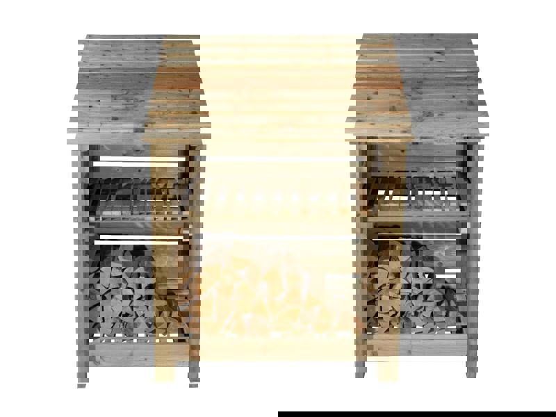 Arbor Garden Solutions Slatted Wooden Log Store with Shelf W-99cm, H-126cm Or 180cm, D-88cm