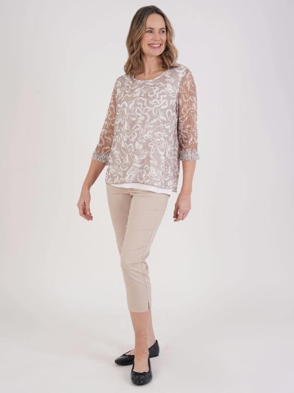 TIGI Embellished 2 Layer Mesh Top