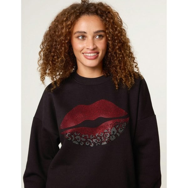 Blue Vanilla Rhinestone Lips Sweatshirt