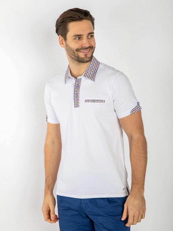 SIGNATURE POLO SHIRT WITH DOGTOOTH INSERT - Claudio Lugli Shirts