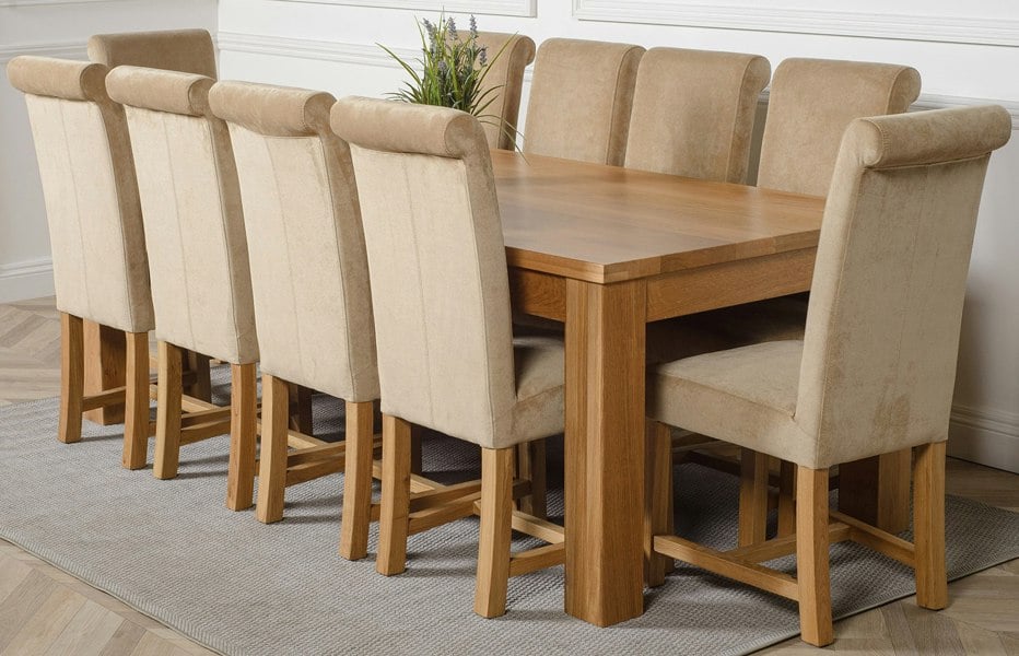 That's Furniture Dakota Extra Large Oak Dining Table with Washington Fabric Chairs