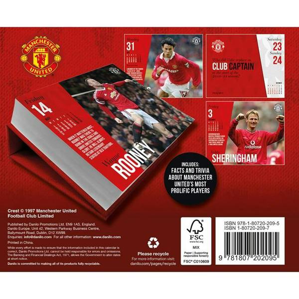 Manchester United FC, Hall of Fame Desk Calendar 2027, Desk Calendars, Day To View, Sports, Gift