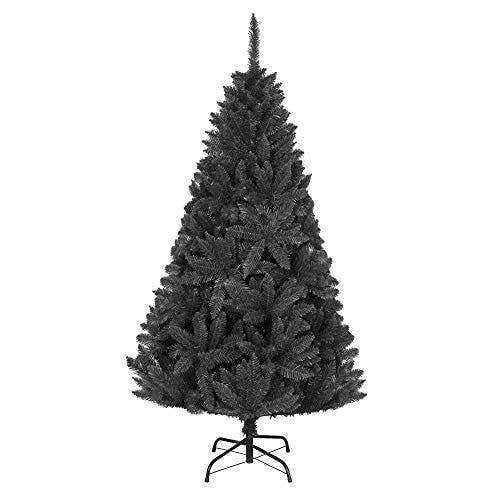 4ft to 12ft Black Artificial Christmas Trees with Hinged Branches and Metal Stand image 1
