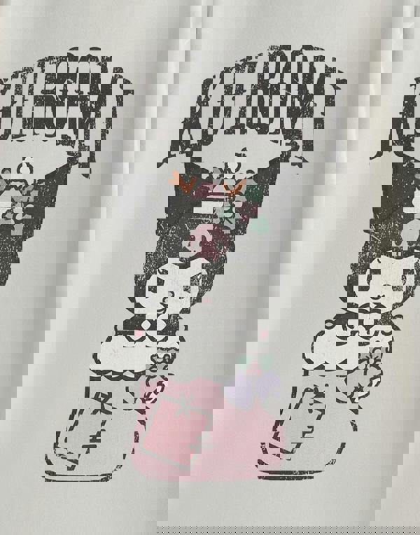 Hello Kitty & Friends Womens Grey Kuromi Stocking Short Sleeved T-Shirt