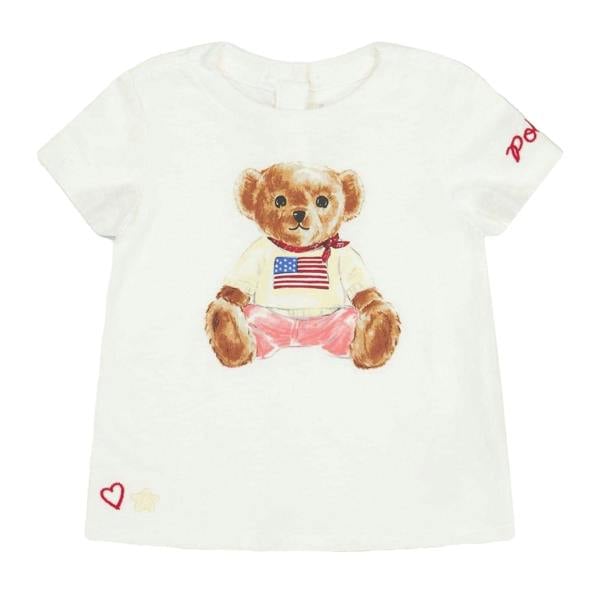 Ralph Lauren Childrens/Kids Polo Bear Embroidered T-Shirt - White/Pink - 