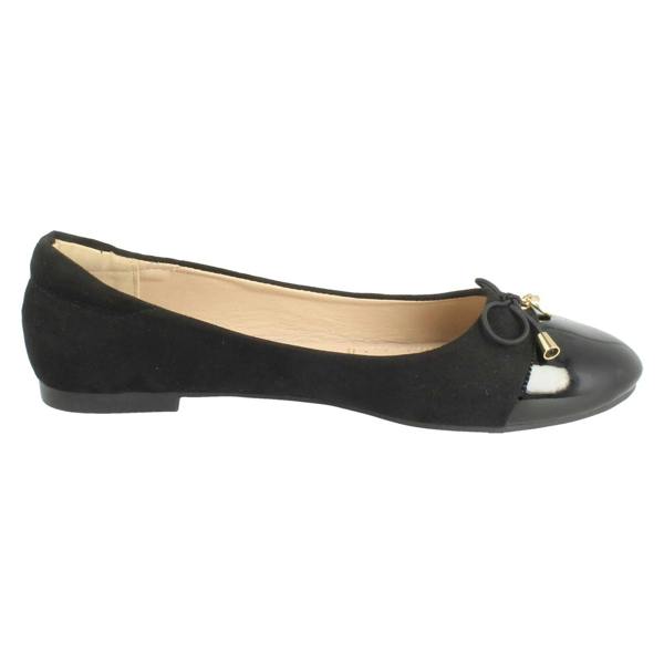 Spot On Ladies Spot On Bow Detailed Flat Ballerina Casual Shoes F80598