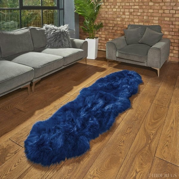 British Double Sheepskin Rug Navy Blue