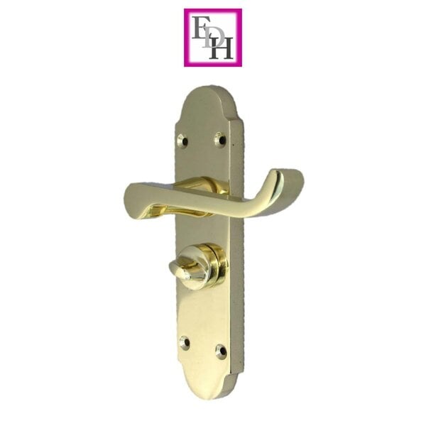 EDH Door Hardware Epsom Victorian Scroll Brass Plated Privacy Bathroom Modern Door Handles 2 Pairs