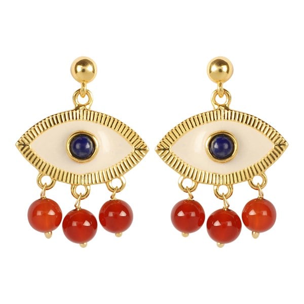 Lila Rasa Evil Eye Earrings Red Carnelian