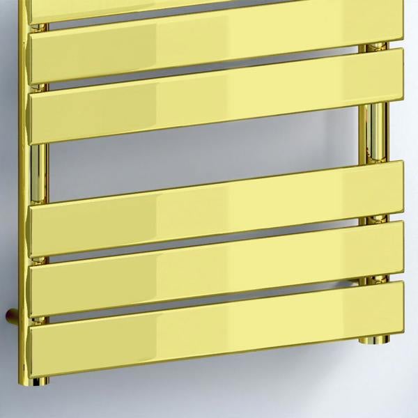 MYHOMEWARE 500 mm x 1200 mm Flat Electric Panel Shiny Gold Heated Bathroom Towel Rail Radiator Pre-Filled