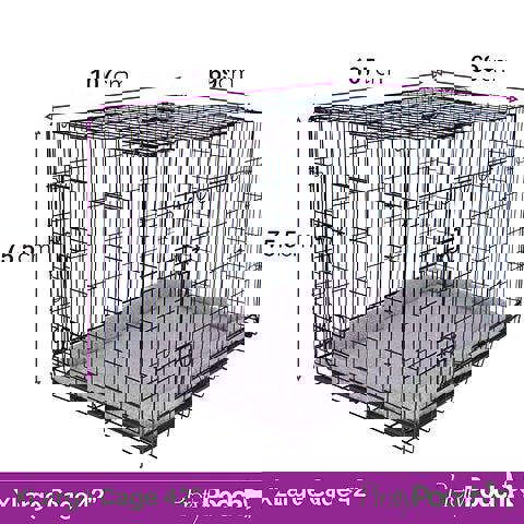 Pretty Pooch Dog Crate XL Cage Puppy Cat Pet Training Tray and Bed With Two Gloves