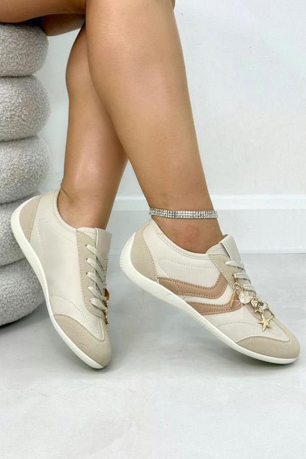 Sparkly Charm Horizon Trainers Nude, with a closer look at the design details