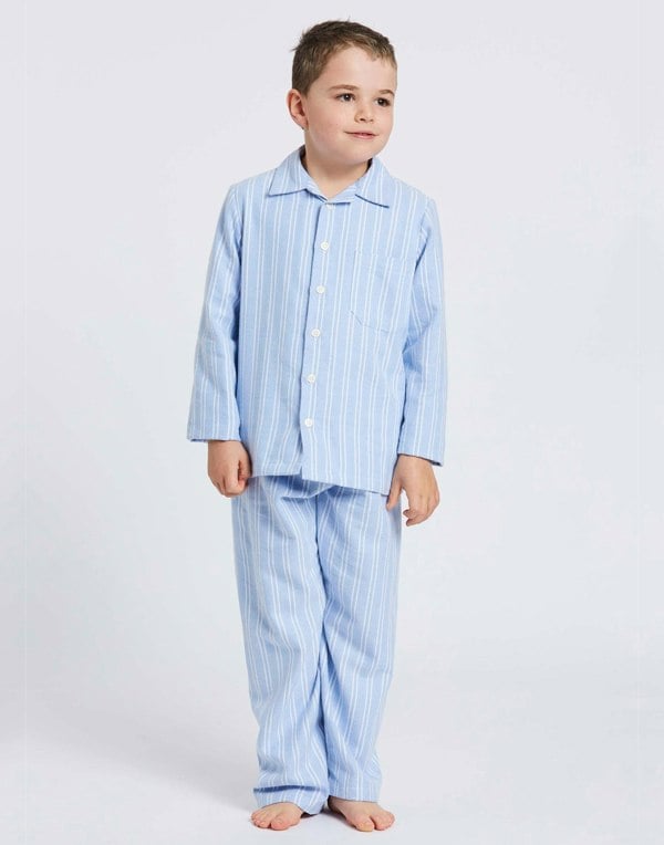 Children's Brushed Cotton Pyjama Set – Westwood Blue Stripe - British Boxers