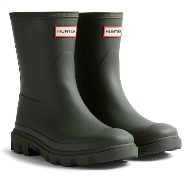 Hunter Downpour Short Boot Rubber Men's Wellington Boots - Dark Olive