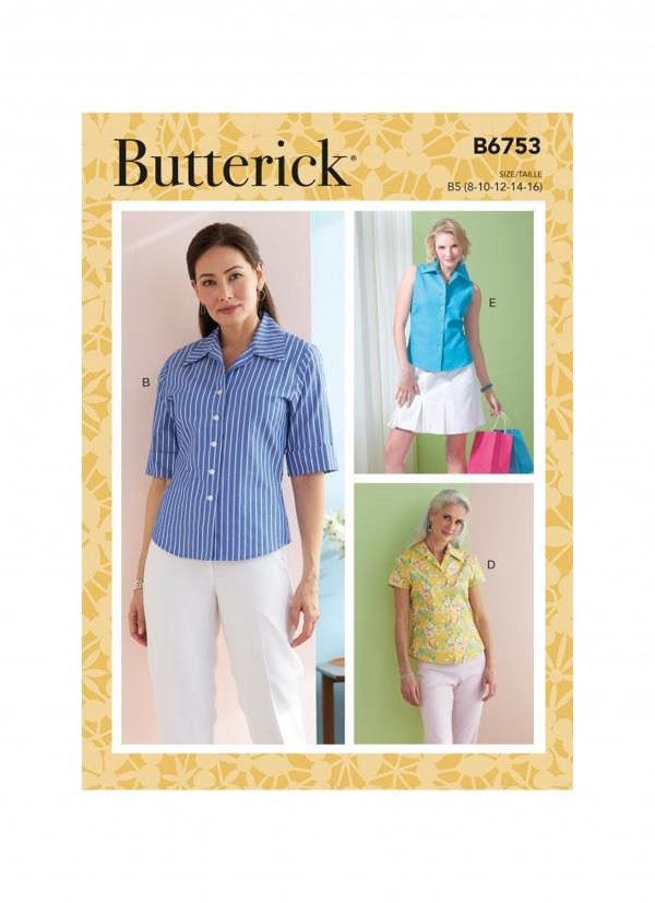Butterick Sewing Pattern 6753, Shirts for Women, B5 (8-10-12-14-16) - Easy