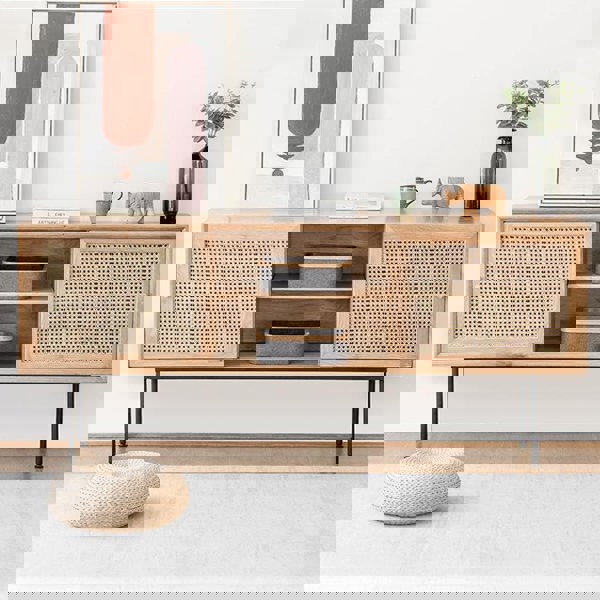 Cement Sideboard / TV Stand, Light Oak-Weilai Concept-Weilai Concept