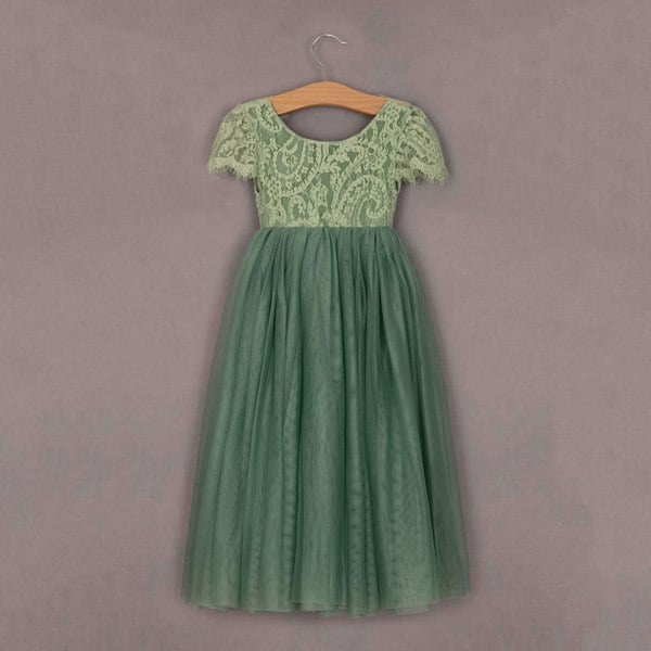 UK Flower Girl Boutique Bohemian Camilla Dress - Fern Lace