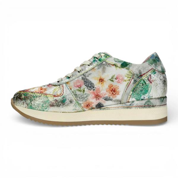 Laura Vita Gycmo 58 - Women's Green Floral Leather Sneakers