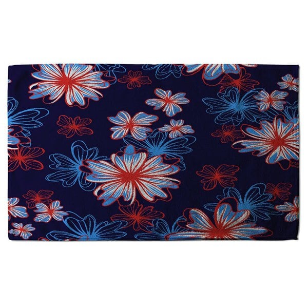Benjamin Tate Design Red, White & Blue Flower Print (Bath Towel)