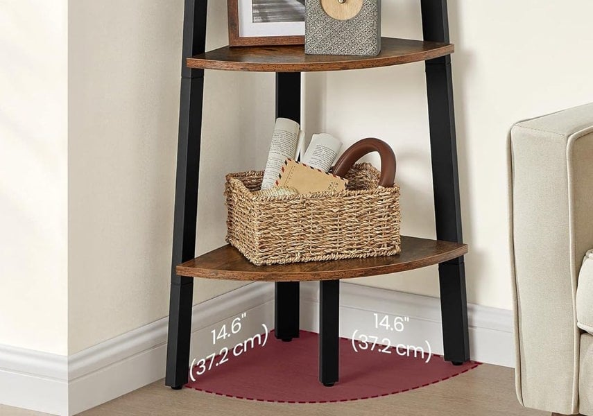 Modcraft Rustic 5-Tier Corner Ladder Shelf – Industrial Bookcase & Plant Stand