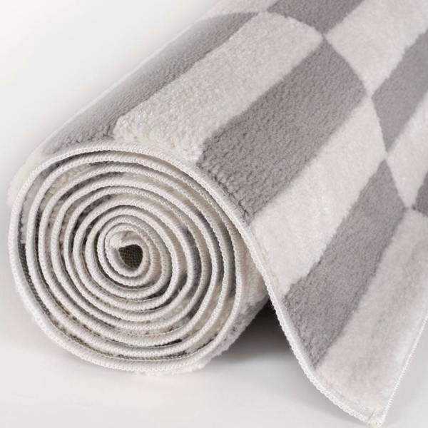 Loft Striped Grey Rug Textured Pile