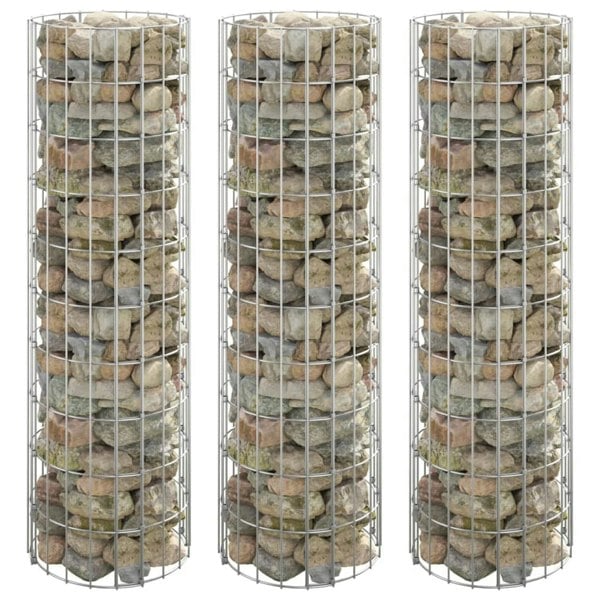 Berkfield Circular Gabion Raised Beds 3 pcs Galvanised Steel 30x100 cm