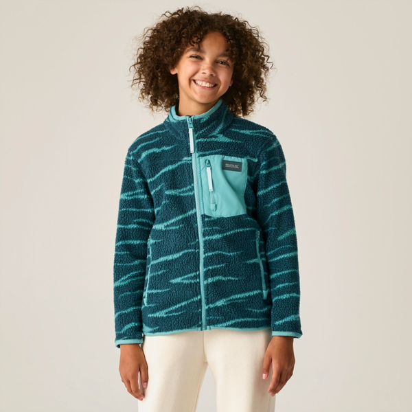 Regatta Kids Frankie Zebra Print Full Zip Fleece Jacket - Mediterranea