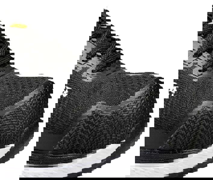 TOWORKFOR Super Set Mens/Womens Composite S1P Safety Trainers, black athletic safety shoes with breathable mesh upper and slip-resistant sole.