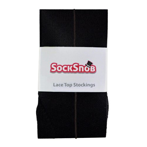 Sock Snob Ladies Lace Top Stockings Sheer Stretch Black Hosiery Elegant Fit
