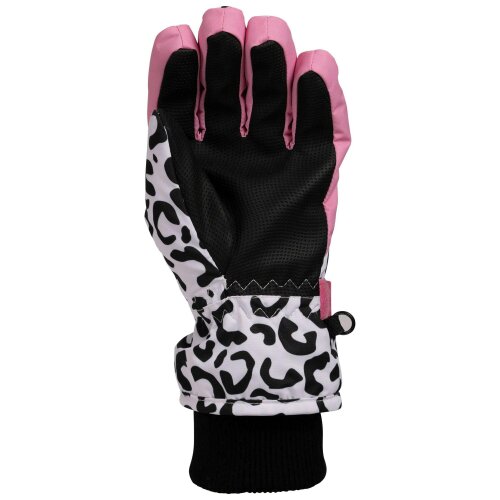 Trespass Kids Laggan Leopard Print Winter Gloves - White/Black/Pink