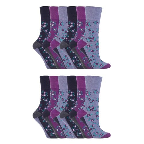 Gentle Grip 12 Pairs Ladies Cotton Rich Everyday Socks Gentle Grip Soft Top Comfort Socks - 4-8 UK - SOLRH57