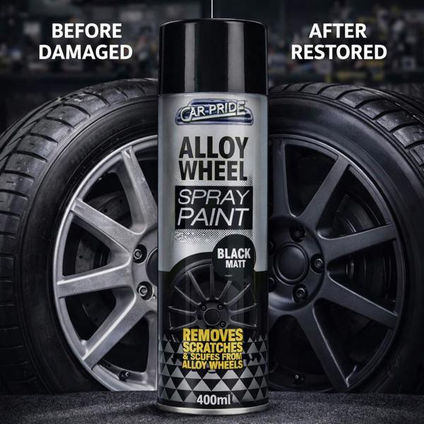 Carpride 5X Alloy Wheel Black Matt Spray Paint 400ml