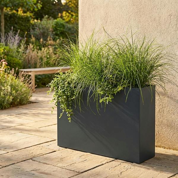 Nicoman Galvanised Steel Trough Metal Planter 90cm x 82cm - Anthracite Grey