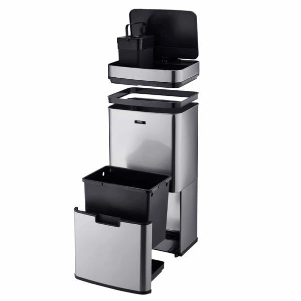 Cooks Professional 75L Sensor Recycling Bin with Food Caddy | Silver