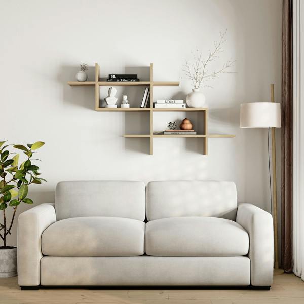 Decortie Halic 3 Tiers Wall Mounted Shelf Modern Floating Bookcase 150cm