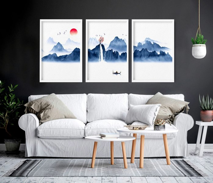 Japanese wall art | set of 3 framed wall art