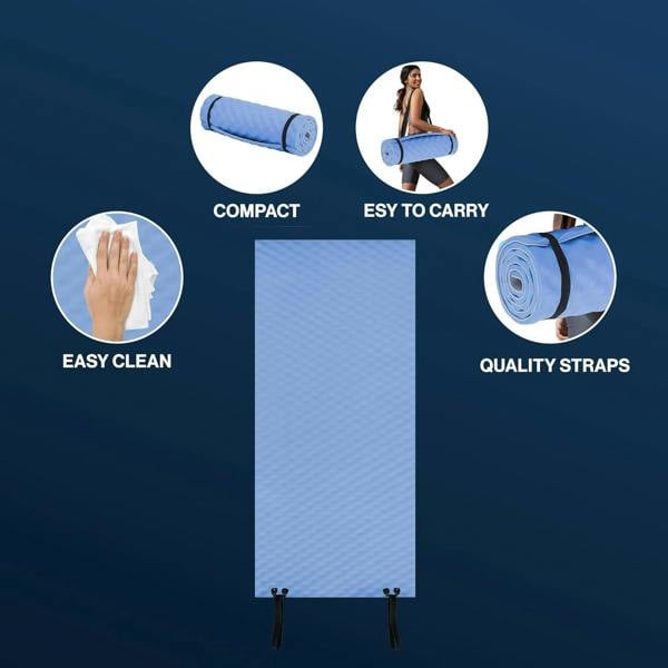 ADVENTURE PEAKS Camping Mat Waterproof EVA Foam Exercise Mat Extra Thick 1.5 CM Lightweight Yoga Mats with Elastic Straps Ideal Camping