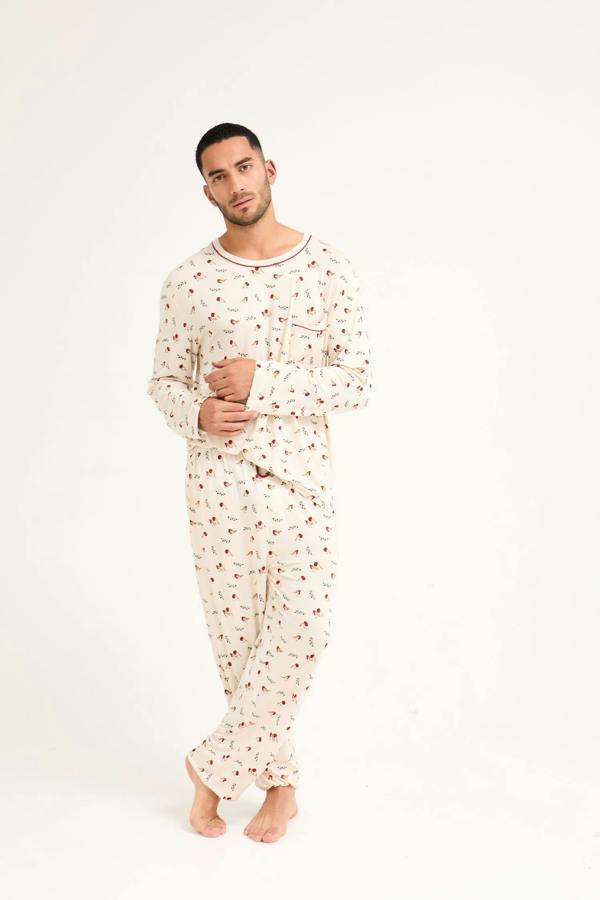 Pretty You London Mister You Bamboo Novelty Pyjama Set in Robin Print