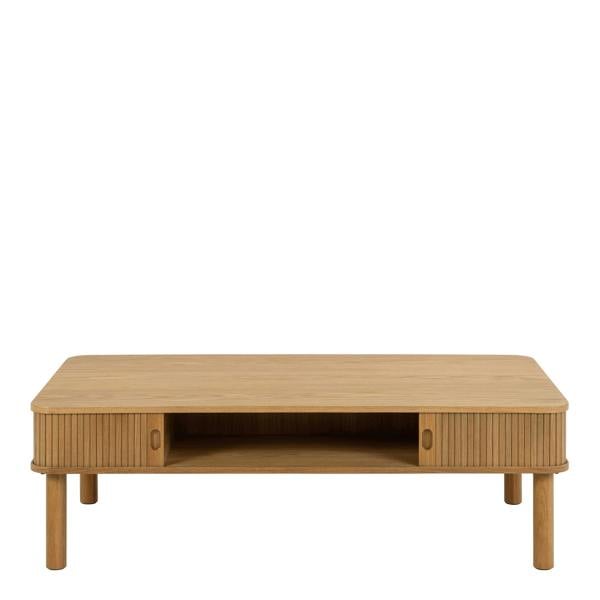 Wyld Haus Copenhagen Natural Oak Wood Etched Coffee Table Tambour Door