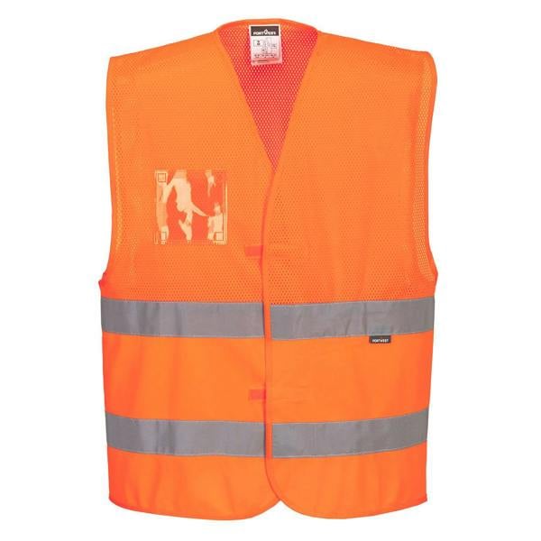 Hi-Vis Half Mesh Two Band Vest Portwest