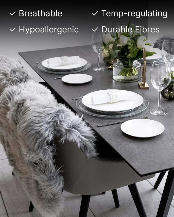 Silver Grey Single Sheepskin rug on chair