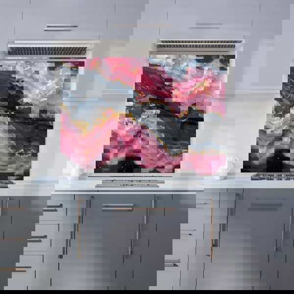 Warren Reed - Designer Pink And Black Marble Effect Kitchen Splashback