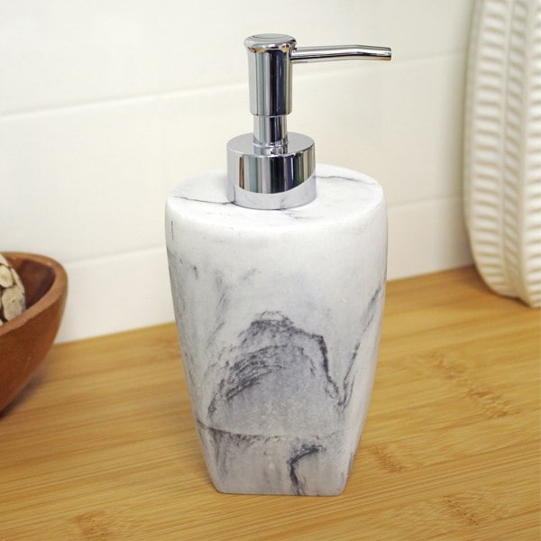 Showerdrape Octavia White Marble & Chrome Liquid Soap Dispenser