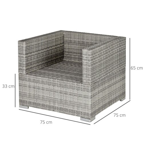 Wyld Haus Karettano Rattan Grey Single Outdoor Armchair With Cushions And Armrests