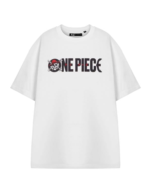 One Piece Mens White Logo Cross Bones Short Sleeved T-Shirt