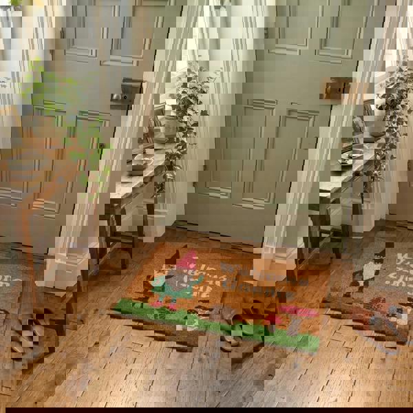 Kingsbury Gifts Garden Gnome and Mushroom Natural Coir Welcome Doormat